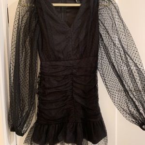 Black Mesh Long Sleeve Dress